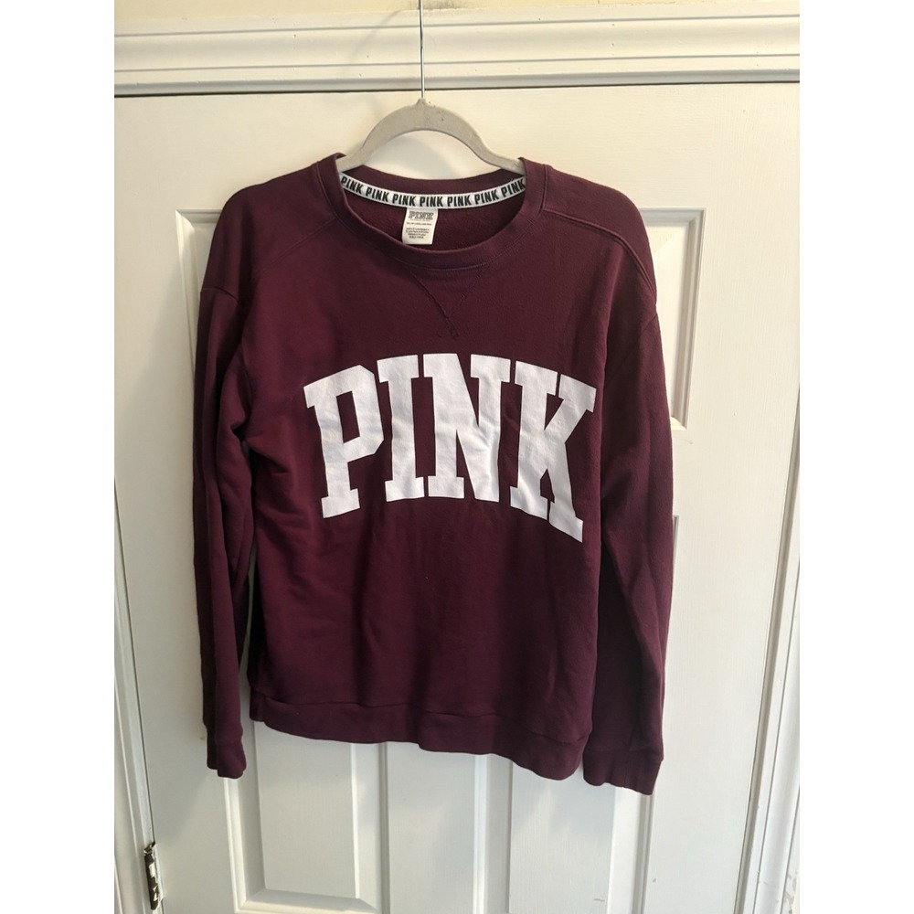 PINK Victoria's Secret Purple Pullover Sweatshirt XS Crew Neck Logo Long Sleeve